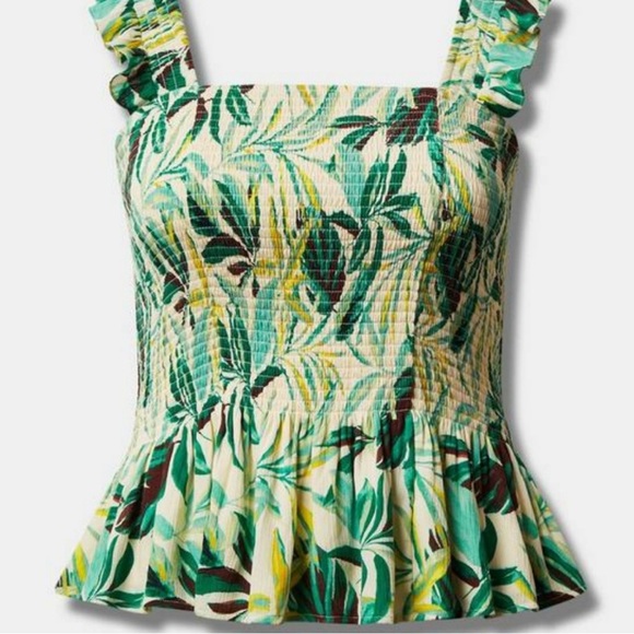 NWOT Peplum Washable Crinkle Gauze Smocked Tank Top. Size 1 - Picture 3 of 4